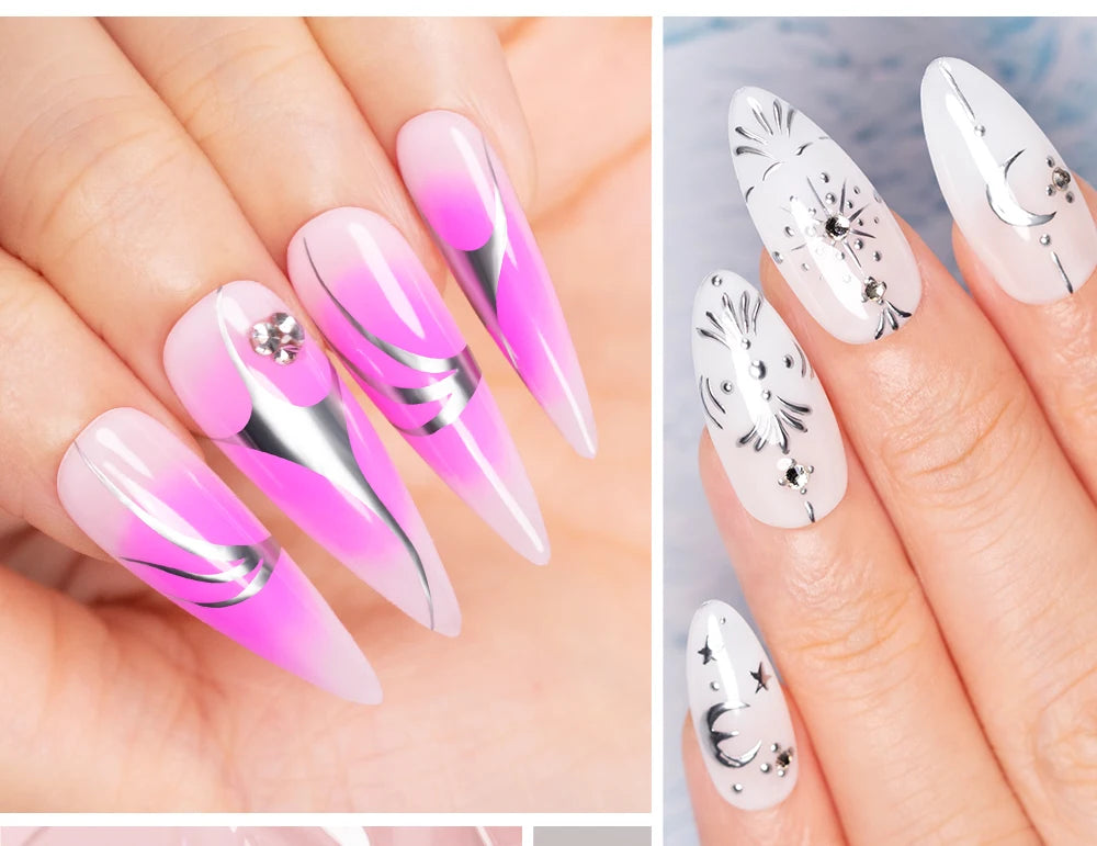 PUENTE 5ml Metallic Painting Liner Gel Polish Bright Mirror Effect Semi-Permanent UV Nail Varnish For Stunning French Nail Art