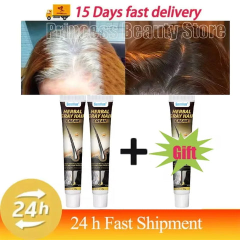 Herbal Anti-grey Hair Treatment Serum Cream White To Black Permanent Repair Natural Color Nourish Scalp Hair Care Products