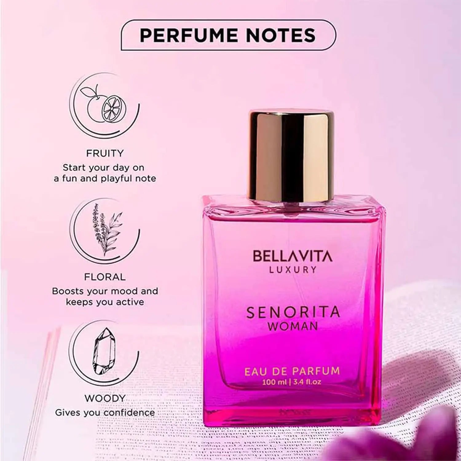 BellaVita Luxury SENORITA Women's Perfume 3.4 Fl.oz Eau De Parfum Fragrance for Women