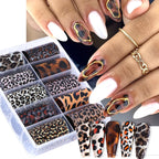 1Box-10pcs Nail Sticker Leopard Print Series Nail Foils Animal Leopard Texture Starry Nail Transfer Decals Slider Manicure DIY