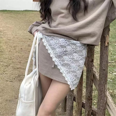 Lace Trim Hair Scarf Triangle Short Skirt Half Skirt Butt Curtain Skirt Lace Trim Apron Soft Lace Stacked Spring Headscarf