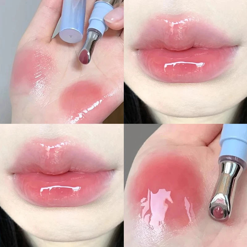 Cappuvini Mirror Water Gloss Jelly Lip Gloss Lasting Non Greasy Metal Ice Clear Glass Lip Tint Moisturize Lip Essence Oil Makeup