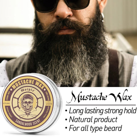 Natural Men Sandalwood Scent Beard Balm Anti-Frizz Split Ends Conditioner Beard Care Cream Wax Mustache Styling Accessories