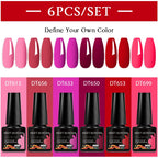 6pcs Nail Gel Polish Set Nude Pink Red UV/LED Nail Art Vernis Gel for Manicure Design All-Season Semi Permanent Quick Dry