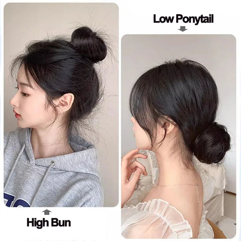 Long Wavy Synthetic Self-Winding Ponytail Hair Extensions With Elastic Rubber Band Braided Hair Bundle For Women Increase Hair