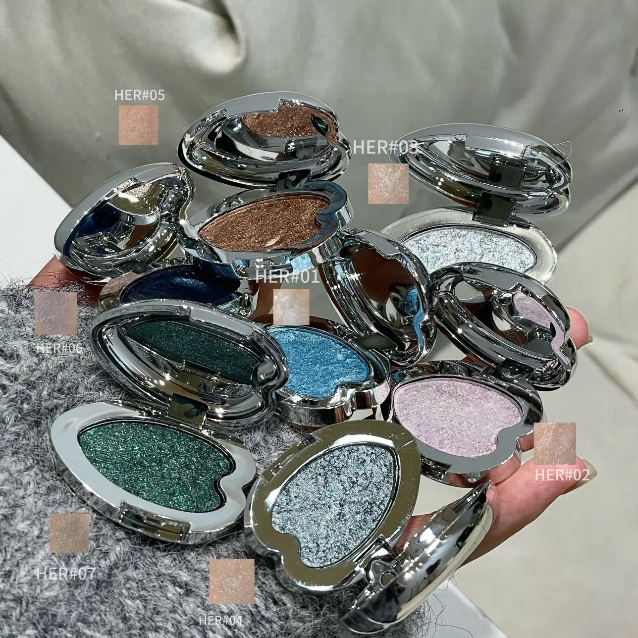 Monochrome Gloss Metallic Eyeshadow Palette Punk Smoky Green Blue Eyeshadow Mashed Potato Waterproof Shimmer Lying Silkworm