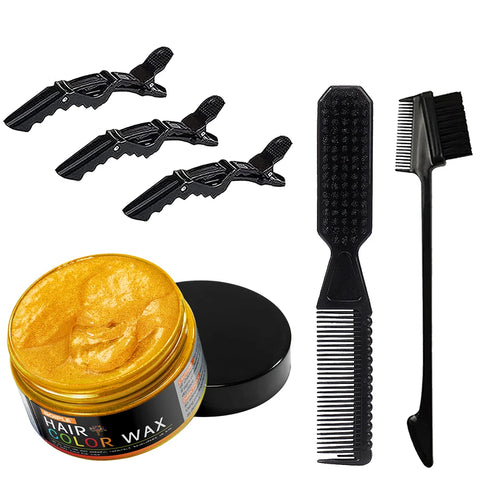 Hair Color Wax Unisex Long Lasting Dye Cream Temporary Coloring Styling Pomade Gel with Brush Comb Dye Molding Paste 11 Colors