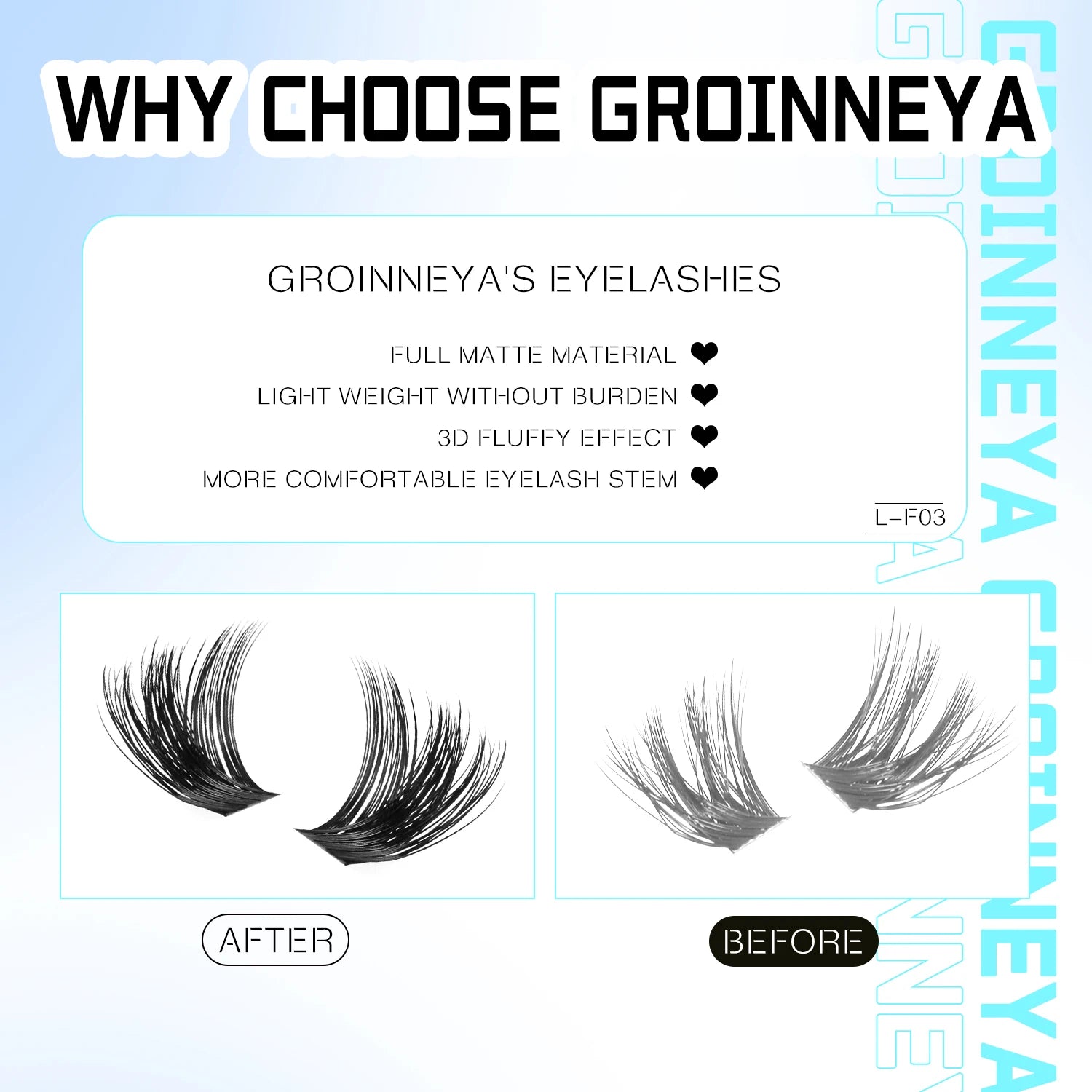 GROINNEYA DIY Lash Clusters Set Mixed Tray Lashes Kit Fluffy Individual Lashes Extension With Lash Bond and Seal Makeup