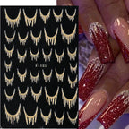 Reflective Glitter French Nail Art Stickers Sparkly Gold Silver Tassel Line Geometric Grids Adhesive Sliders Decals DIY Manicure