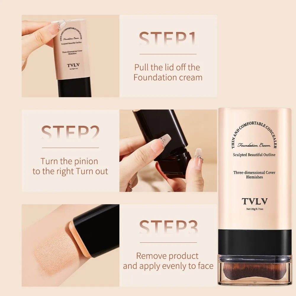 Skin Beauty Double-end Foundation Stick,Velvet Moist Light Concealer Foundation Long-lasting Flawless Makeup Face Beauty Makeup