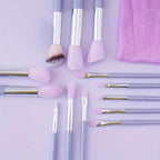 13-Piece Professional Makeup Brush Kit in Velvet Storage Bag | with 3 Velvet Makeup Puffs & Blending Sponge | Vegan Cruelty-Free