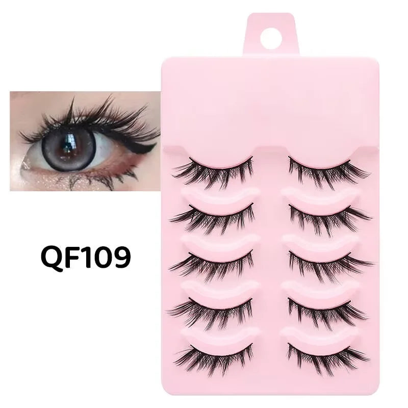 5 Pairs Manga Lashes Soft Natural Long False Eyelashes Anime Wispy Strip Lashes For Korean Doll Eye Makeup Look