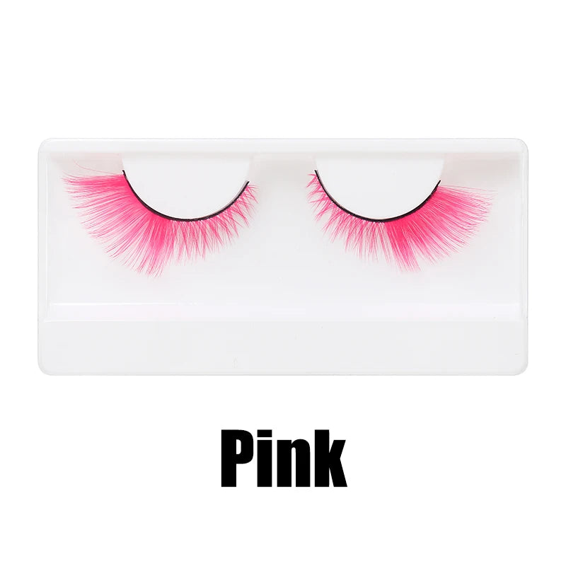 Colored Strip Lashes Fast Shipping Makeup For Clue Mink Eyelashes Full Strip Eyelashes Red Blue Green Eyelashes Wholesale