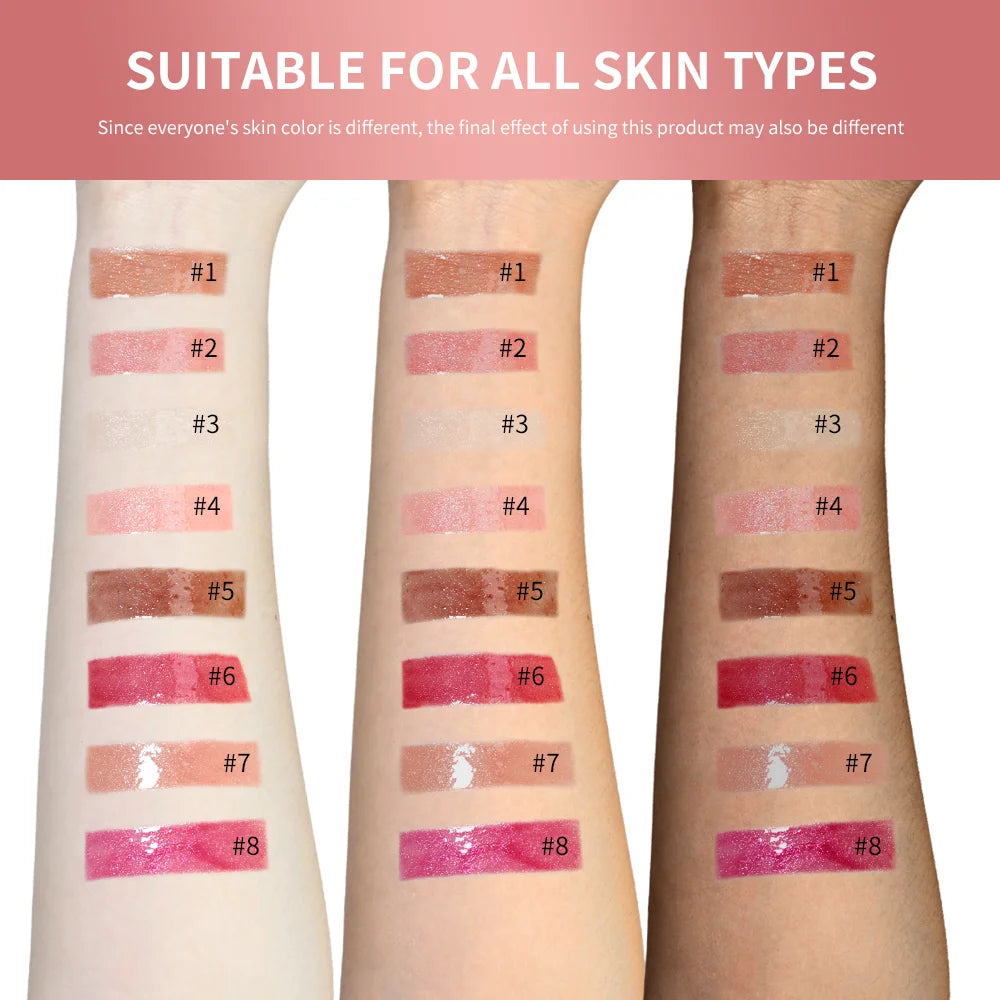 NEW Glitter Gloss Universal Lip Luminizer 8 Colors Makeup Lip Gloss Non-sticky Moisturizing Plumper Long Lasting Glitter Liquid
