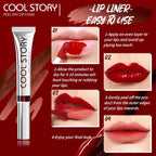 2 in 1 Lip Stain & Lipliner Matte Peel Off Lip Glaze Lipstick Quick Drying Lasting Non Stick Cup Lipliner Red Lip Gloss Makeup
