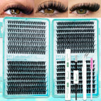 SEEUI DIY Cluster Lashes Kit Individual Lashes 3D Faux Mink Lashes Wispy Eyelash Extension Kit with Bond&Seal Lash Tweezer