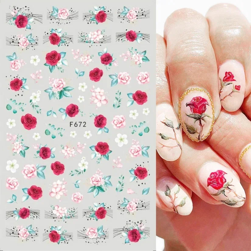 1pcs Sakura Flower 3D Nail Stickers White Cherry Blossom Nail Art Decals Spring Summer Adhesive Slider Decor Wedding Manicure