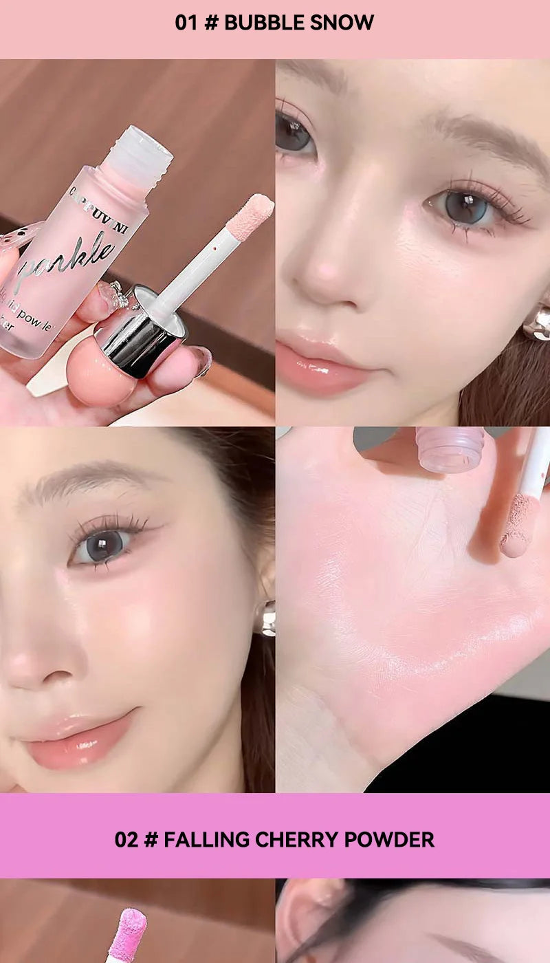 Clear and water-like blush liquid, a Korean-style sweet girl's energetic blush for daily whitening, naturally breathable