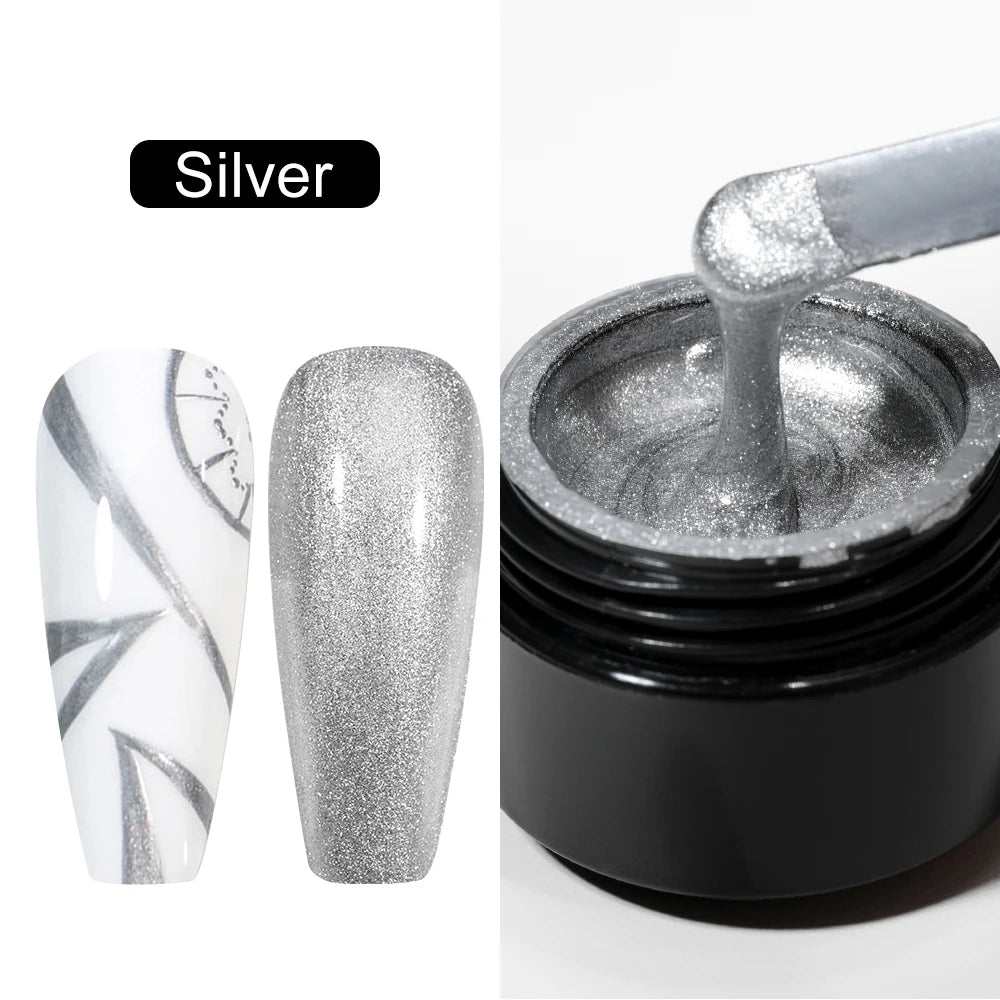 Silver/Gold Metal Gel Metallic Nail Polish Chrome 3D Metal Painted Gel Polish 5ml Liquid Mirror Effect Glossy Shine Manicure