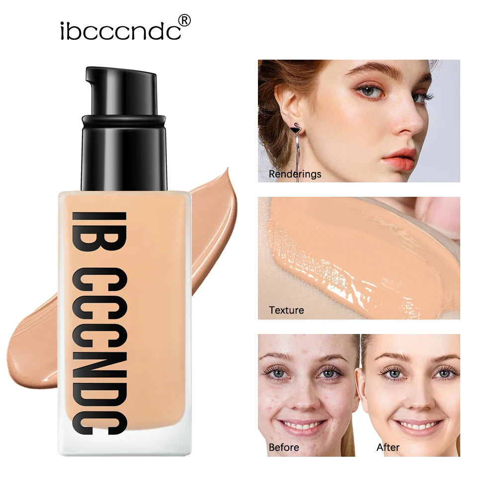 Liquid Foundation Concealer Face Naturally Matte Oil-Control Waterproof Foundation 30Ml 6 Colors Optional Cosmetic