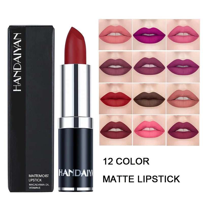 Matte Lipstic Long-Lasting, High-Pigment Velvet Finish, Smooth & Non-Drying Formula, Multiple Bold Shades for All Skin Tone