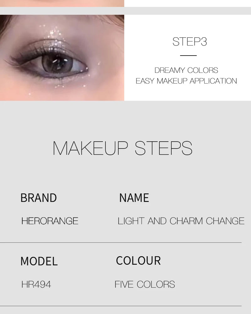 HERORANGE Glowing Charm Monochrome Eyeshadow Palette Pearlescent Explosion Polarized Brightening Silkworm Highlight