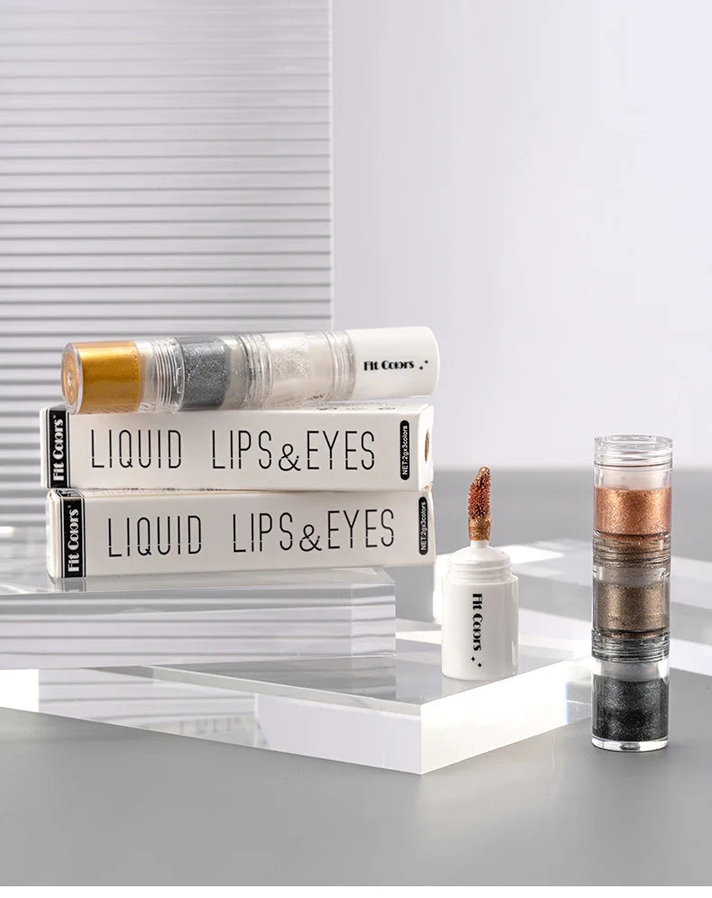 Fit Colors 3 Sections Smoky Eye Water Eyeshadow Diamond Liquid Pearl Shimmer Eye Shadow Liquid Lip Dye
