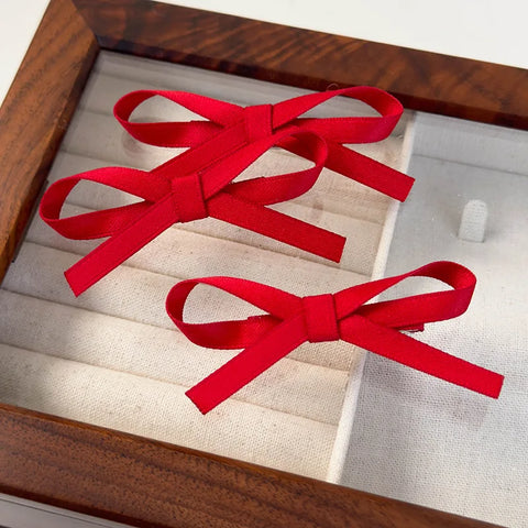 Christmas New Year Festival HairClips Set Winter Velvet Red Bow Barrettes for Girls Sweet Hairpin Children Cute Hair Accessories