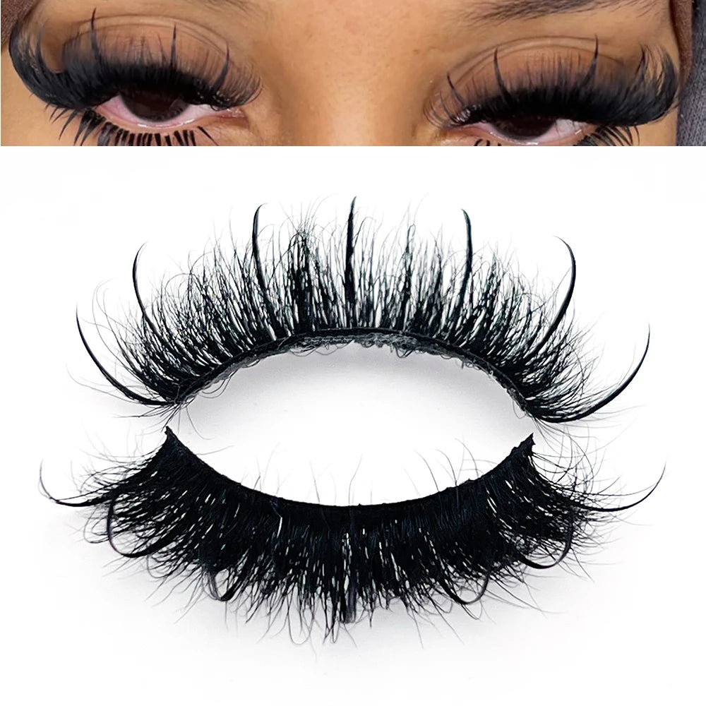 New Spike Real Mink Lashes High Quality 16mm 18mm 20mm 25mm Volume Fluffy Wispy Strip Lashes Suppliers Wholesale Mink Eyelashes