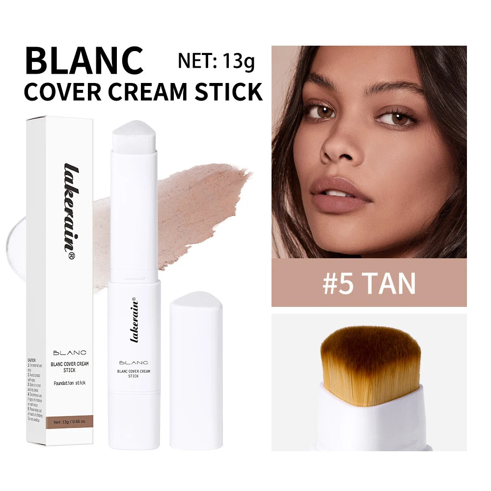 Color Changing Foundation Stick Korean Cover Cream Stick High Coverage Waterproof Dual-Ended with Brush  Base Makeup