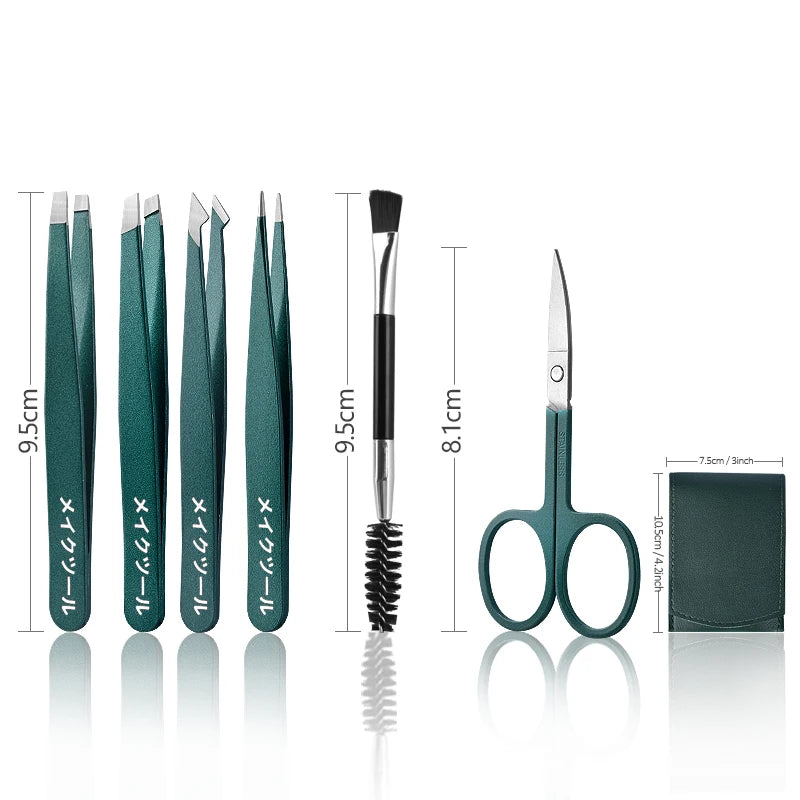 4-Piece Stainless Steel Tweezer Set Unisex Professional Precision for Facial Hair Eyebrows Ingrown Hair & Splinters Durable & Er