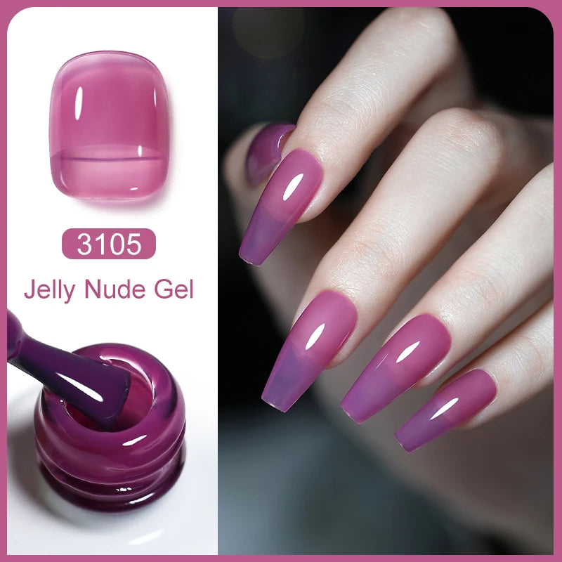 Arte Clavo Transparent Nude Pink Color Jelly Gel Nail Polish Semi Permanent 15ml Top Coat Soak Off UVLED Varnish Nail Art Design