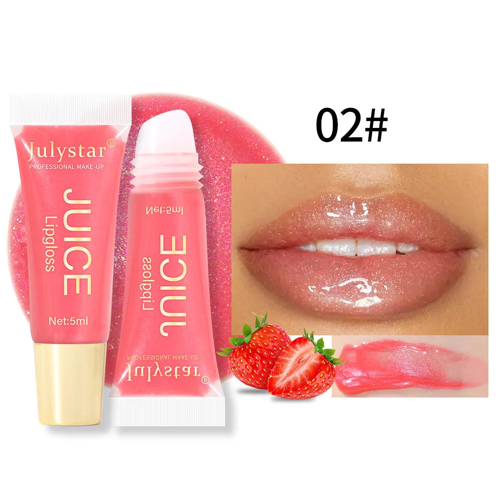 Julystar 6color Long lasting Moisturizing Mirror Lip Oil, Fruit Flavor, Pudding Lip Moisturizing, Water Radiant Lip Honey