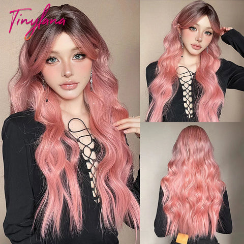 Long Curly Green Wave Synthetic Wigs with Bangs for Women Christmas Grass Green Cosplay Wigs Daily Natural Hair Heat Resistant