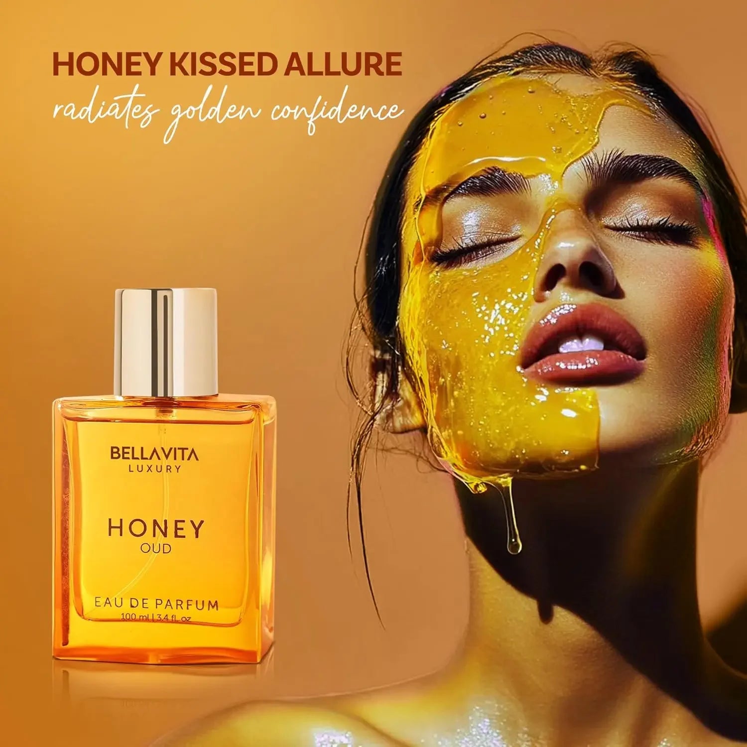 BellaVita Luxury Honey Oud EDP 3.4oz / 100ml Warm Sweet Amber Vanilla Long Lasting Unisex Perfume Ideal Holiday Gift