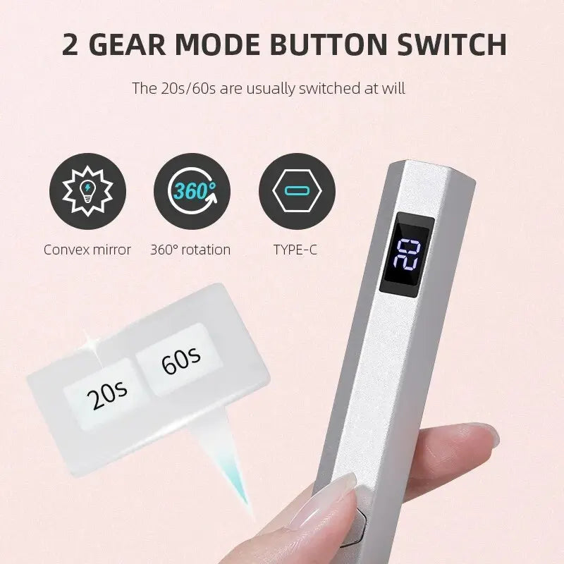 Mini Handheld UV Led Lamp For Nails Portable Rechargeable Nail Dryer For Curing Gel Polish With Display Manicure Machine