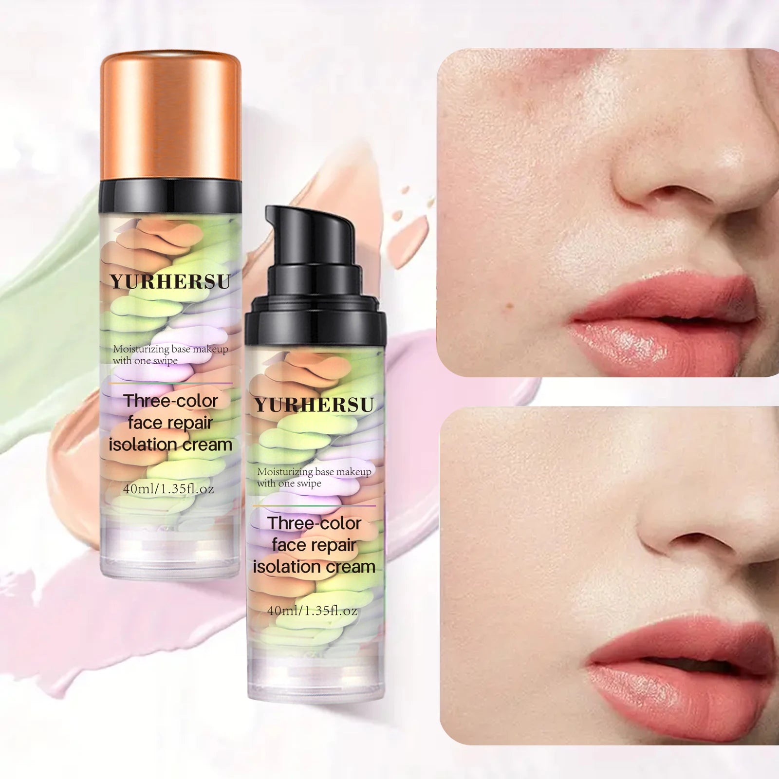 Tri-Color Isolation Primer Moisturizing Concealer Long-Lasting Skin Tone Correcting