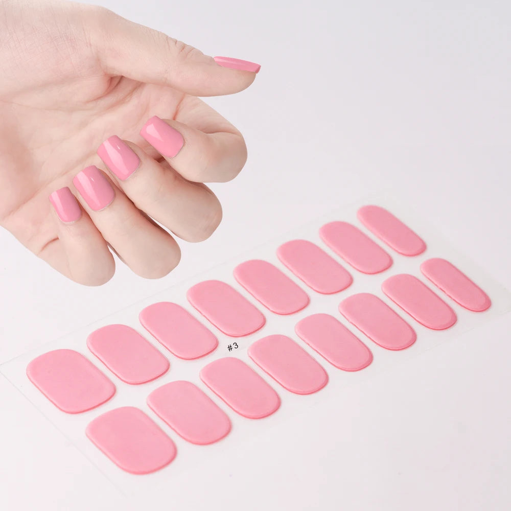 16Tips French Black Semi-Cured Nail Stickers With Glitter Long-Lasting UV Gel Nail Polish Wraps Full Cover Nail Art Decals Patch