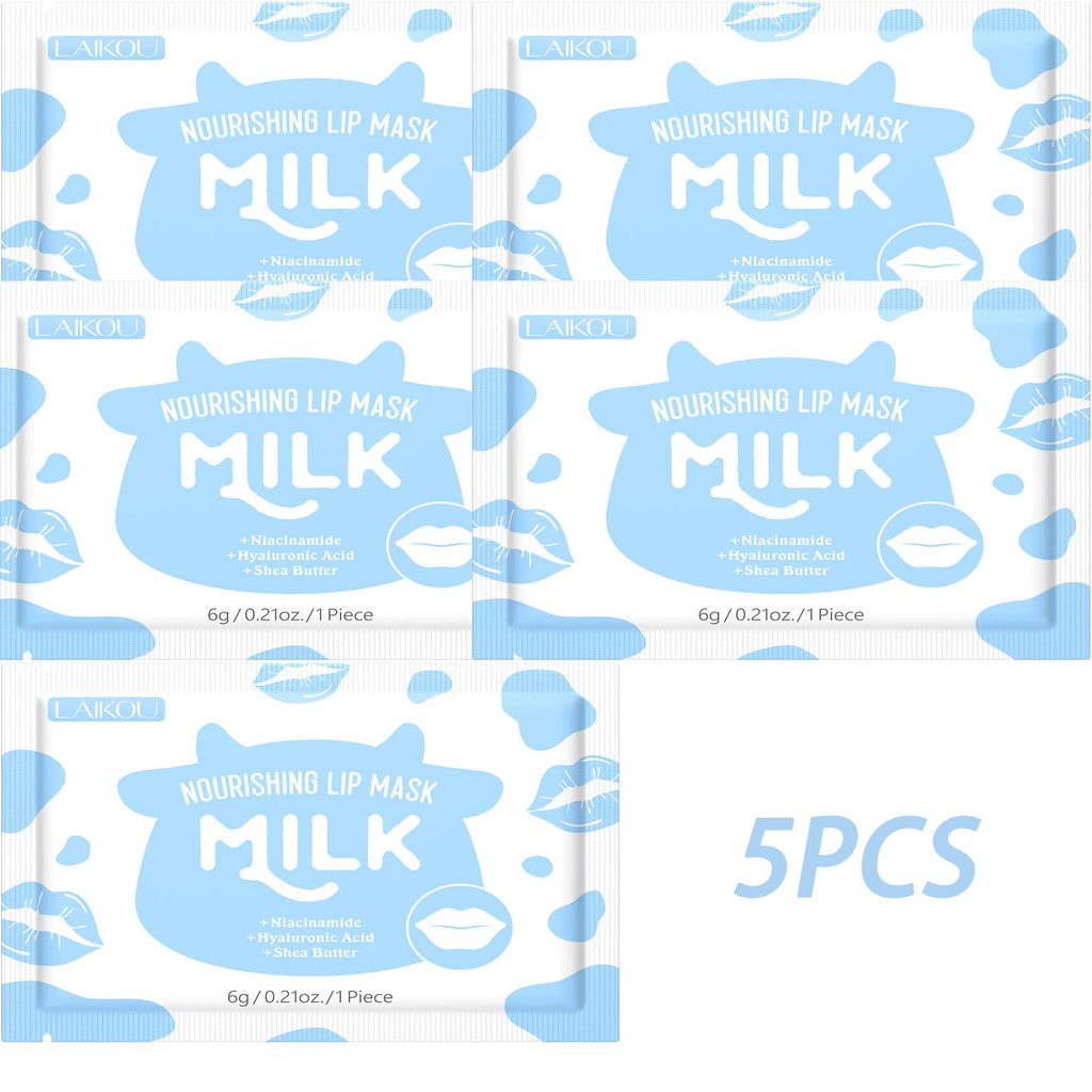 Laikou Milk Lip Mask Hydrating Repair Remove Lines Blemishes Lighten Lip Line Collagen Gel  Lips Pad Patches Skin Care Product