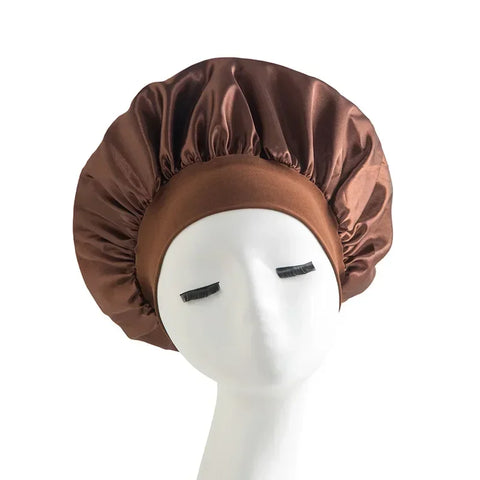 Satin Wide Brim Nightcap Silky Bonnet Hair Wrap for Sleeping Sleep Cap With Elastic Soft Band Styling Cap Hair Wrapping Caps