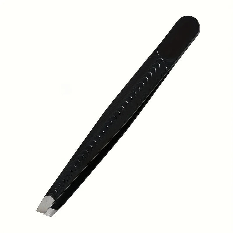 Professional Slanted Precision Tweezers - Heavy-Duty Stainless Steel Non-Slip Grip for Eyebrows Beard False Eyelashes