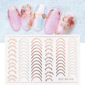 3pcs/set 3D Simple Lines Nail Stickers Rose Gold Metal Stripe Letters Decals Curve Gel Nails Art Sliders Polish Manicure Decor