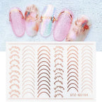 3pcs/set 3D Simple Lines Nail Stickers Rose Gold Metal Stripe Letters Decals Curve Gel Nails Art Sliders Polish Manicure Decor