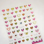 5D Gradient Love Gem Glitter Love Heart Colorful Cat's Eye Rhinestone Soft Self Adhesive Nail Art Stickers Shiny Manicure Decals
