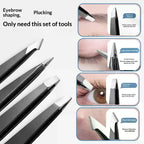 4 Pcs Stainless Steel Eyebrow Clip Tweezers Set Eyebrow Tweezers Eyebrow Trimming Set Beauty And Grooming Tools With Mirror Case