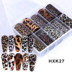 1Box-10pcs Nail Sticker Leopard Print Series Nail Foils Animal Leopard Texture Starry Nail Transfer Decals Slider Manicure DIY