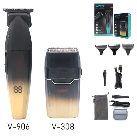 VGR 003 906 308 Professional Hair Cutting Kit  Hair Clipper Cordless Clippers Trimmers for Men Set USB Charge Men's LED Display