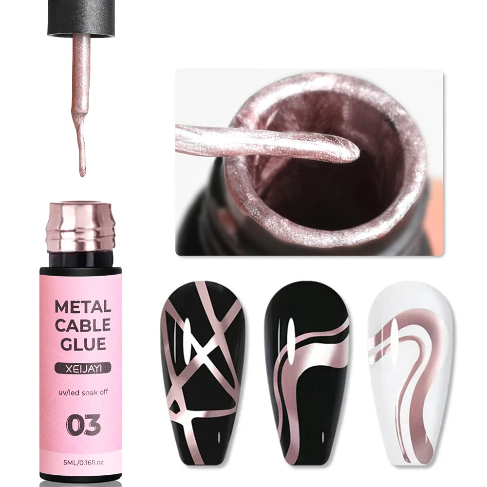 5/7/8/10ml Metallic Gel Gold Mirror Effect Gel Nail Polish French Design Line Flower Drawing Gel Nail UV Soak Off Polish Varni