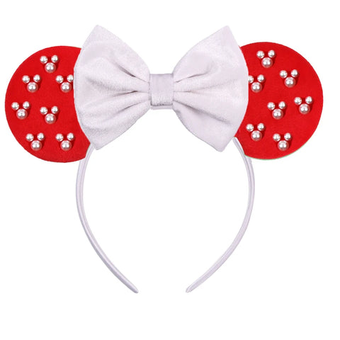 Disney Mickey 3.3"Velvet Ears Headband For Girls Soft Bow Hairband Halloween Festival Party Christmas DIY Hair Accessories