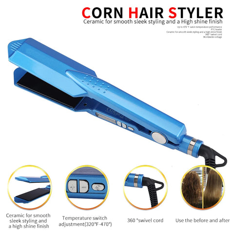 Hair Straightener Wide Titanium Flat Iron for Professional Hair Straightening 470F° Fast Heat up Dual Voltage Flat Iron